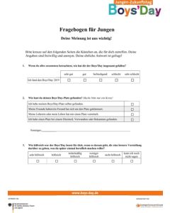 Boys'Day Fragebogen 2024 | für Jungen