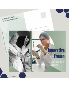 Postkarte "Damals und heute" - Metavorhaben Innovative Frauen im Fokus