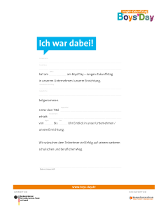 Boys'Day-Teilnahmebestätigung (Ich war dabei!) | beschreibbares Formular